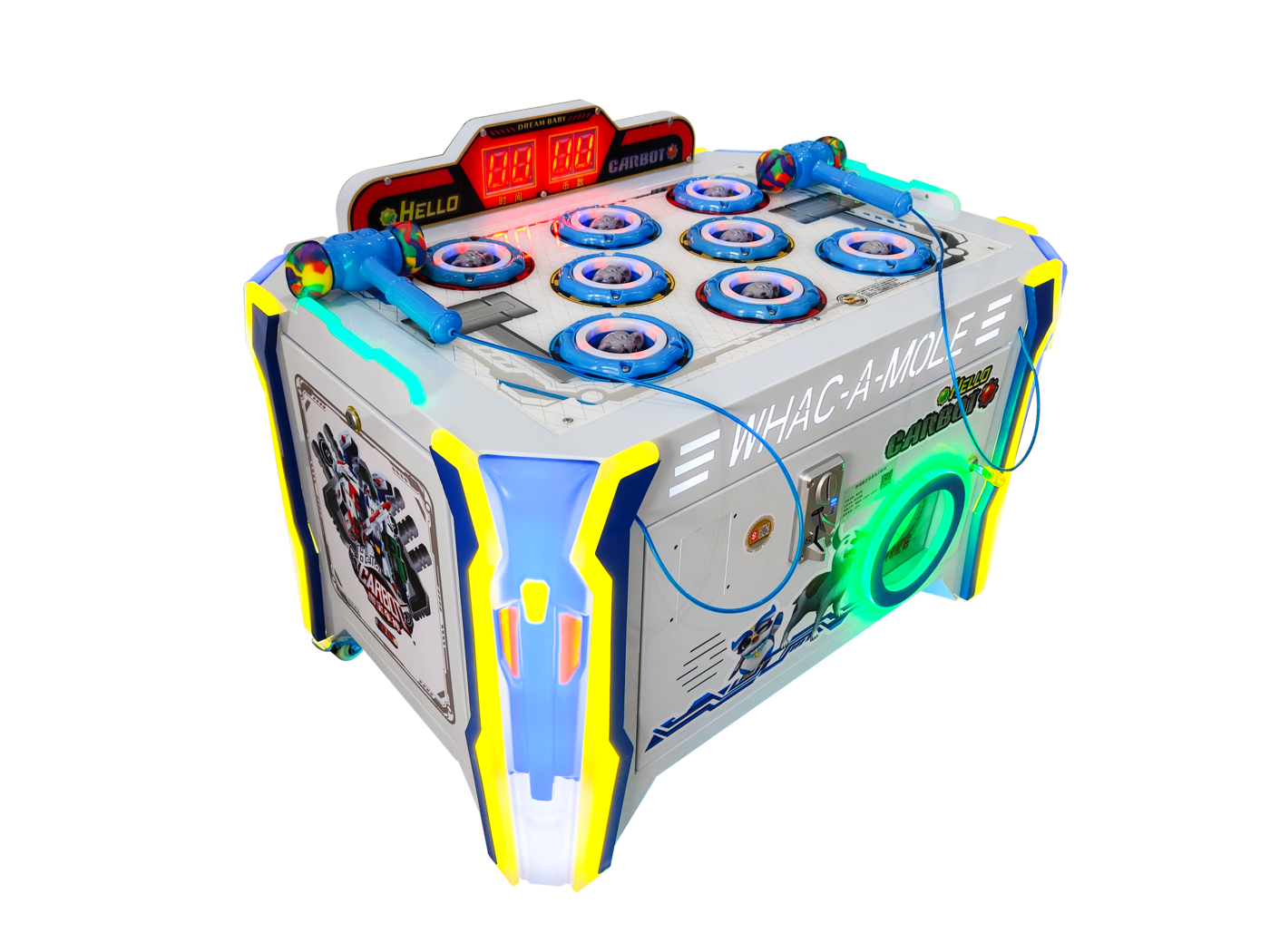 Whac-A-Mole cabinet viewed from the right side